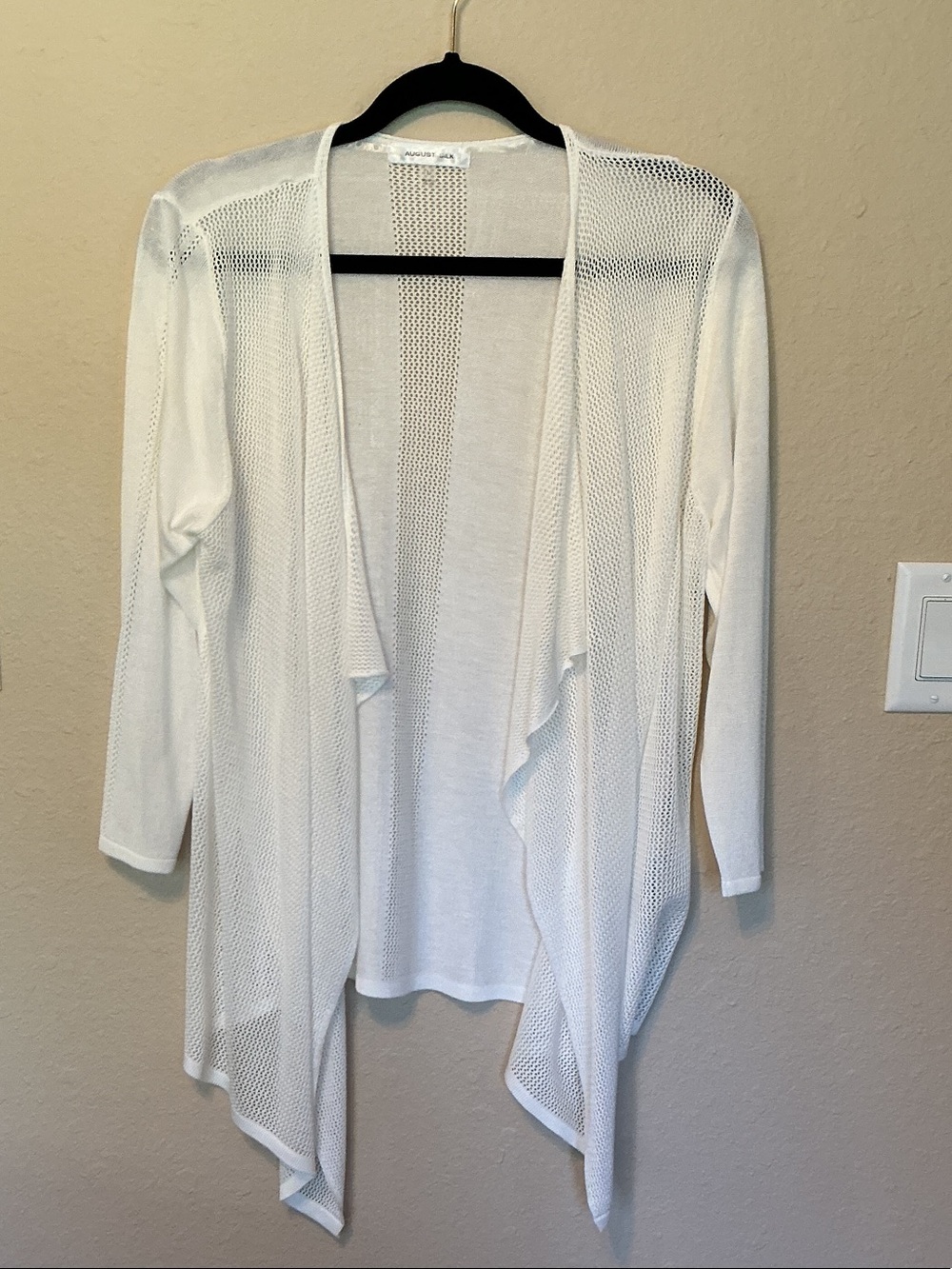 august silk White Sheer Open-Front Cardigan - Picture 2 of 4